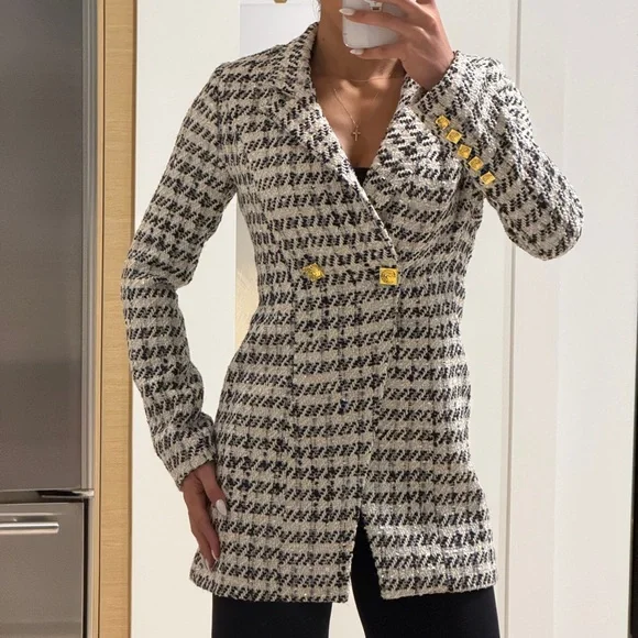 Fashion Nova Black and White Houndstooth Blazer - Picture 3 of 7